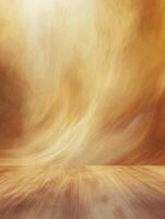 Abstract Gold Background with Wooden Floor Creates a Warm Atmosphere photo