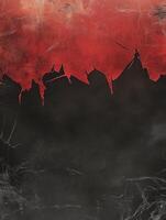 Abstract Dark Grunge Texture with Red Stain and Cracked Effects photo