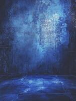 Blue Concrete Wall and Floor Texture for Dark Moody Backdrop photo