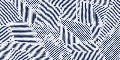 Abstract hand drawn brush lines patchwork pattern, Japanese and ethnic, tribal basketry, weaving, wood carving textured surface background in white and indigo blue for textile, carpet, decoration vector