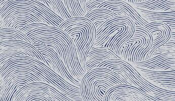 Crafted hand drawn wave brush line abstract pattern in white and indigo blue, Japanese and ethnic, tribal wood carving, block print textured surface background, simple graphic for decoration, fabric vector