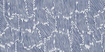 Abstract hand drawn brush lines patchwork pattern, Japanese and ethnic, tribal basketry, weaving, wood carving textured surface background in white and indigo blue for textile, carpet vector