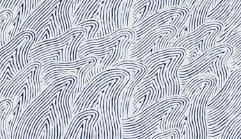 Crafted hand drawn wave brush line abstract pattern in white and indigo blue, Japanese and ethnic, tribal wood carving, block print textured surface background, simple graphic for carpet, fabric vector