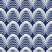 Seamless, abstract geometric mountains pattern in white and indigo blue, Japanese and ethnic block print, hand drawn textured surface background for textile, carpet, decoration vector