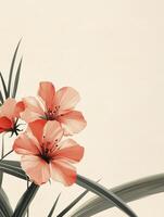 Elegant Floral Arrangement of Peach Flowers with Green Leaves and Background photo