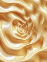 Golden Liquid Swirl with Smooth Texture for Luxury Background or Design photo