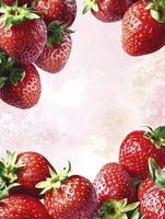 Fresh Strawberries Background with Empty Space for Text or Graphic Design photo