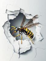 Wasp Emerging From Broken Wall Dramatic Insect Close-up Conceptual Design photo