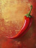 Vibrant Red Chili Pepper Graphic on Textured Background for Food Art photo