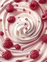 Delicious Raspberry Swirl Dessert with Creamy Texture and Garnish photo