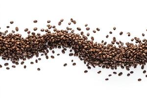 Coffee Beans Arranged in a Wave on a White Background photo