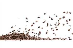 Coffee Beans Falling From a Pile on White Background Studio Shot photo
