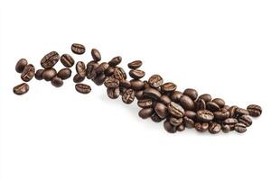Scattered Coffee Beans Isolated on White Background Creating Wave Shape photo