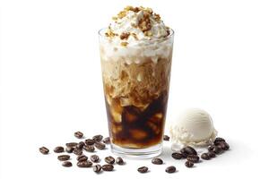 Iced Coffee Drink with Whipped Cream and Ice Cream Scoop photo