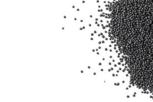 Scattered Black Bean Seeds on White Background Simple Cooking Ingredient photo