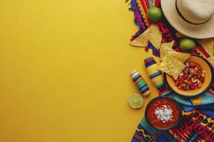 Celebrating Cinco De Mayo Festive Food with Salsa Chips and Fiesta photo