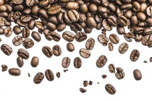 Scattered Coffee Beans Background with White Space for Text or Design photo