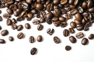 Roasted Coffee Beans Isolated on White Background Ready for Grinding photo