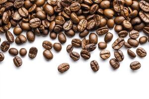 Roasted Coffee Beans Border on White Background for Coffee Theme photo