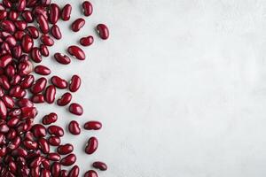 Red Kidney Beans Scattered on White Background Food Photography Layout photo