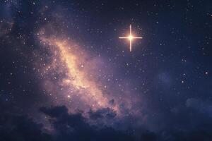 Night Sky with Milky Way Star and Clouds for Christmas Concept photo
