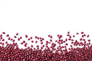 Red Kidney Beans Scattered on White Background Creating a Textured Border photo