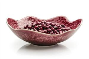 Kidney Beans in Elegant Bowl on White Background Still Life photo