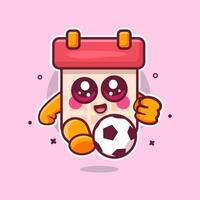smiling calendar character mascot playing football isolated cartoon vector