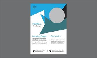 This flyer design has a modern, geometric, and professional look with a structured layout. vector