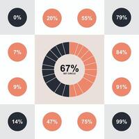 13 set circle percentage diagrams for the infographic. vector