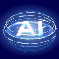 Concept of artificial intelligence AI with laser light vector