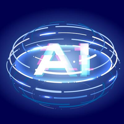 Concept of artificial intelligence AI with laser light