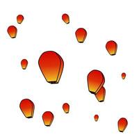 flying sky lantern element vector