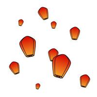 flying sky lantern vector