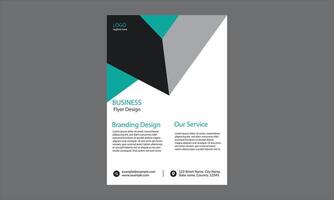 This modern business flyer features a sleek and geometric layout, combining black, white, gray, and teal for a fresh and professional look. vector