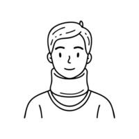 Neck wrapped in a soft cervical collar for relief vector