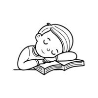 Boy nap during the afternoon with a book resting on the chest vector