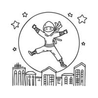 A stealthy ninja leaping between rooftops under the moonlight vector