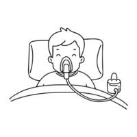 Nebulizer positioned near a child resting under a blanket vector