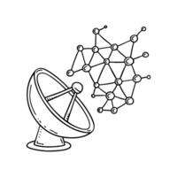 A satellite dish connecting to a vast network vector