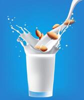 almond milk splash isolated on background. with clipping path , mesh gradient was used vector