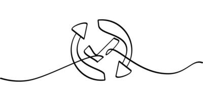 continuous line drawing symbol update completed. abstract line art illustration vector
