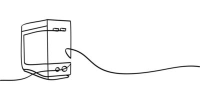 continuous line drawing of computer pc symbol. abstract line art illustration vector