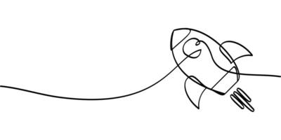 continuous line drawing of rocket symbol. abstract line art illustration vector