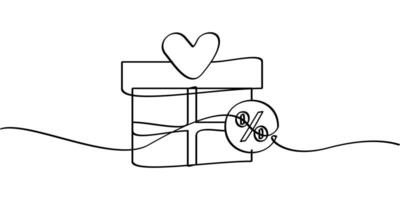 continuous line drawing of discount bonus symbol. abstract line art illustration vector
