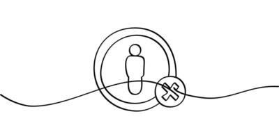 continuous line drawing symbol blocked person prohibited. abstract line art illustration vector