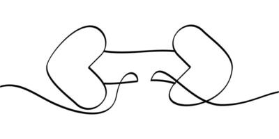 continuous line drawing double arrow symbol right left. abstract line art illustration vector