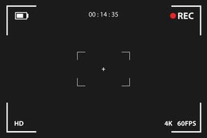 Camera frame viewfinder screen of recorder digital display vector