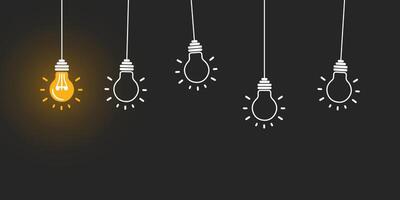 Good idea. Banner light bulb idea concept, creative concept light bulb drawn for stock vector