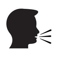 Speak icon, talk or talking person sign, speech icon for interview, interact and talks controls, man with open mouth vector